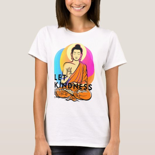 仏陀 ガウタマ 愛 慈悲 波紋 マインドフルネス Tシャツ (正面)
