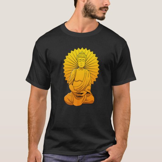 仏陀 僧侶 ナマステ 祈り 祈る 笑顔 笑う 幸せ Tシャツ (正面)