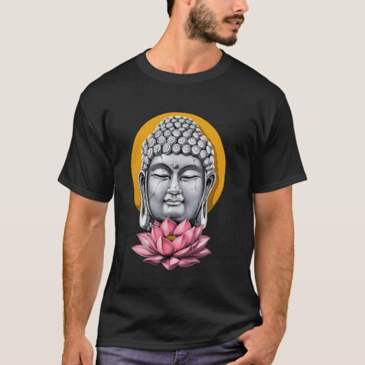 仏陀 蓮 瞑想 禅 ヨガ 仏教 ブッダ Tシャツ (正面)