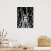 仏頭ポスターThailand白黒 ポスター (キッチン)