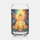 仏、光のハート、ガラス、フローラ、ヴィンテージ ガラス缶 (裏面)