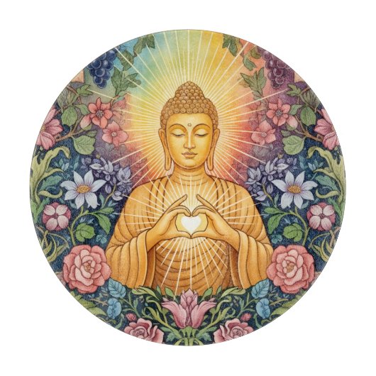 仏、光のハート、キッチン、フローラ、ヴィンテージ カッティングボード (正面)