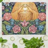 仏、光のハート、キッチン、フローラ、ヴィンテージ キッチンタオル (折り畳み)