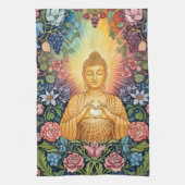 仏、光のハート、キッチン、フローラ、ヴィンテージ キッチンタオル (縦)