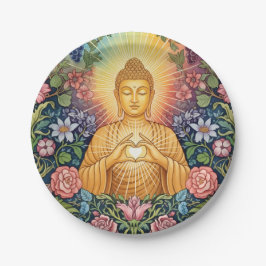 仏、光のハート、パーティー、フローラ、ヴィンテージ ペーパープレート