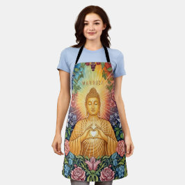 仏、光のハート、名前、フローラ、ヴィンテージ エプロン