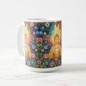 仏、光のハート、幸せ、フローラ、ヴィンテージ コーヒーマグカップ (正面左)