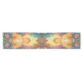 仏、光のハート、瞑想、フローラヴィンテージ ショートテーブルランナー (横)