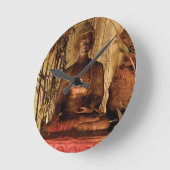 仏: 銅の彫像 ラウンド壁時計 (傾斜)