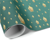 仏，黄金+仏，アジアのパターン，光沢のある ラッピングペーパー (ロールコーナー)