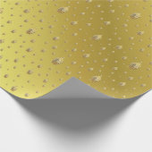 仏，黄金+仏，アジアのパターン，光沢のある ラッピングペーパー (角)