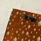 仏、黄金+仏、アジアのパターン、光沢、ベア ビーチタオル (インサイチュ)