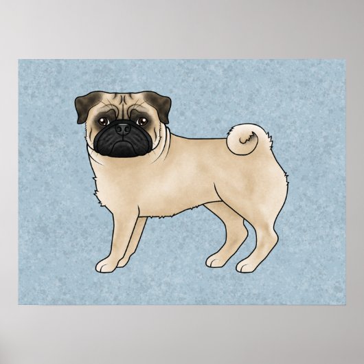 仔鹿パグ犬 かわいいキャラクターイラスト ポスター (正面)