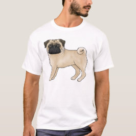 仔鹿色のパグ犬 立っている かわいい カートゥーン イラスト Tシャツ