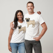 仔鹿色のパグ犬 立っている かわいい カートゥーン イラスト Tシャツ (ユニセックス)