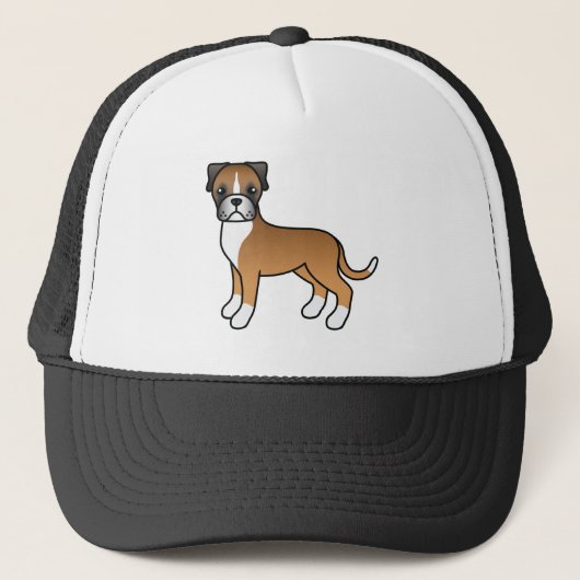 仔鹿色のボクサー犬 かわいいキャラクター犬のイラスト キャップ (正面)