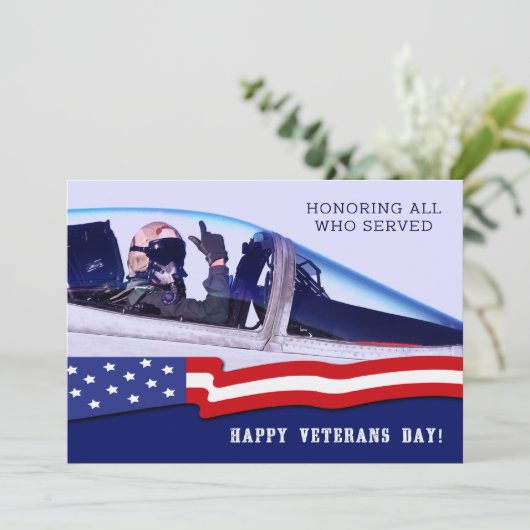 仕えたすべての人を尊敬して退役軍人デイフラットカード 招待状 (スタンド正面)