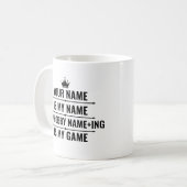 仕パーソナライズされたおもしろい事とホビー名 コーヒーマグカップ (正面左)