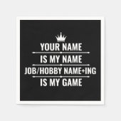 仕パーソナライズされたおもしろい事とホビー名 スタンダードカクテルナプキン (正面)