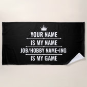 仕パーソナライズされたおもしろい事とホビー名 ビーチタオル (正面)