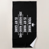 仕パーソナライズされたおもしろい事とホビー名 ビーチタオル (正面)