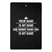 仕パーソナライズされたおもしろい事とホビー名 ミニクリップボード (裏面)