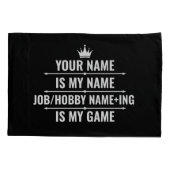 仕パーソナライズされたおもしろい事とホビー名 枕カバー (裏面)