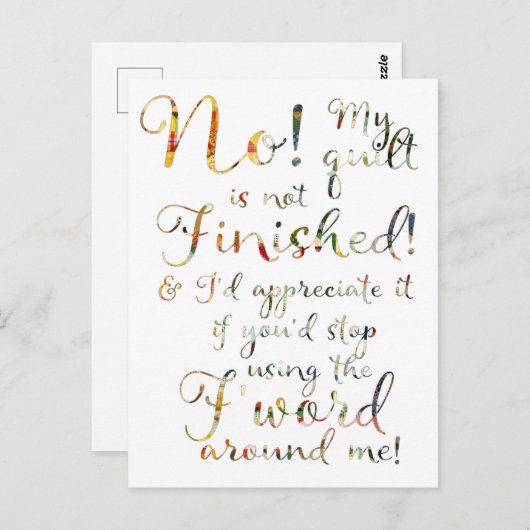 仕上おもしろいげキルトキルティング引用文 ポストカード (正面/裏面)