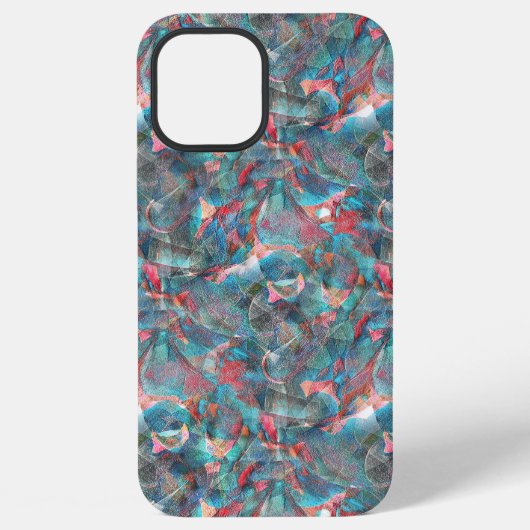 仕上げられていない荒い壁の赤とシアンの斑点 iPhoneケース (裏面)
