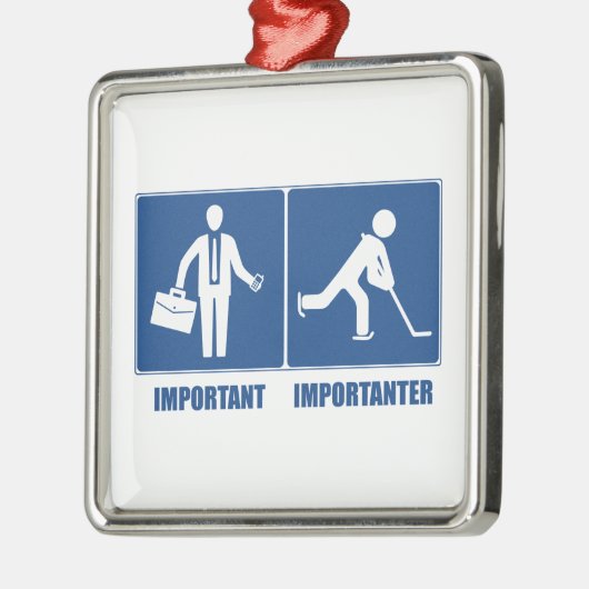 仕事が大事だ、ホッケーが重要だ メタルオーナメント (左)