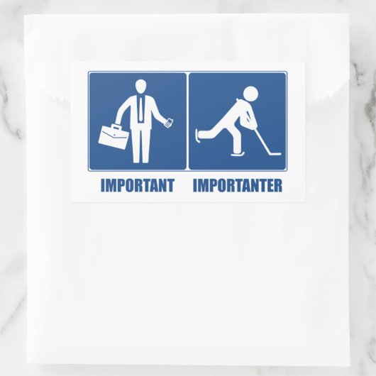 仕事が大事だ、ホッケーが重要だ 長方形シール (バッグ)