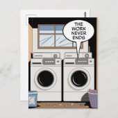 仕事が終わらない洗濯 ポストカード (正面/裏面)