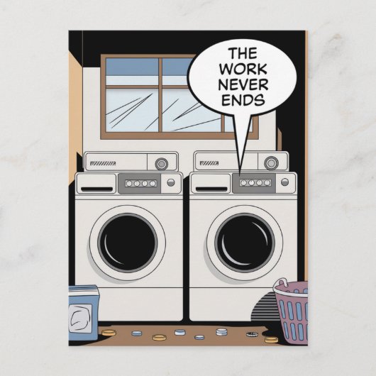 仕事が終わらない洗濯 ポストカード (正面)