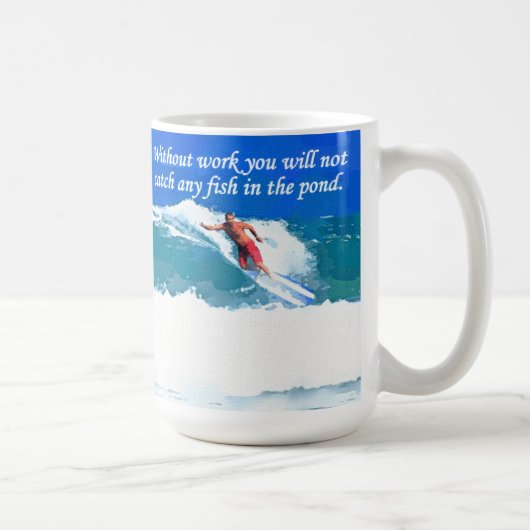 仕事なしでpoの魚をつかまえません コーヒーマグカップ (右)