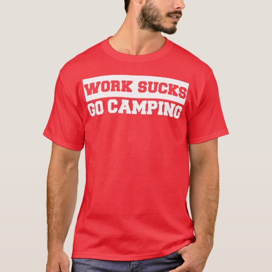 仕事なんて嫌だ キャンピングに行こう レトロ Tシャツ (正面)