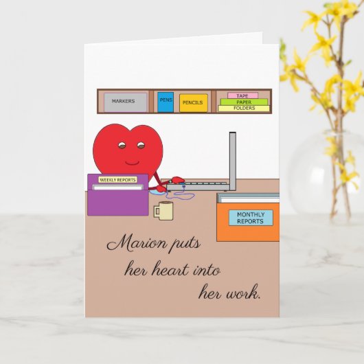 仕事にハートを入れる空白の: カード (黄色い花)