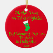 仕事にパジャマを着るのは素晴らしい陶芸品のオーナ セラミックオーナメント (正面)