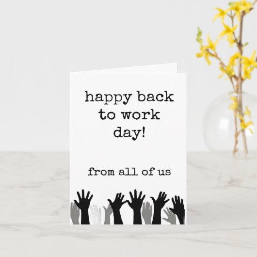 仕事に戻る幸せな日、ようこそ戻る カード (黄色い花)