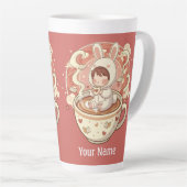 仕事に最適な大型ウサギ17ozコーヒーマグ カフェラテマグ (右アングル)