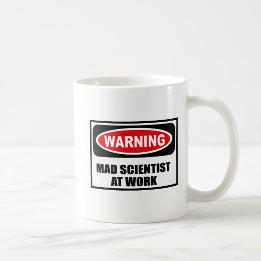 仕事のマグの警告の気違いの科学者 コーヒーマグカップ (右)