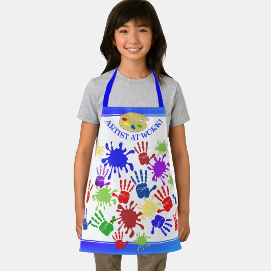 仕事の子供のエプロンの乱雑な手版画家 エプロン (インサイチュ)