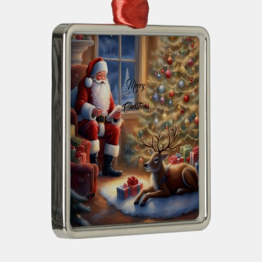 仕事の後 – サンタクロースと彼のトナカイ メタルオーナメント (右)