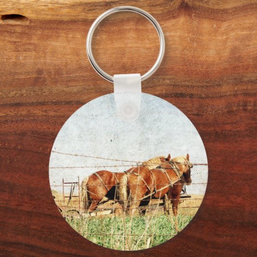 仕事の準備が整荷車を引くった キーホルダー (正面)