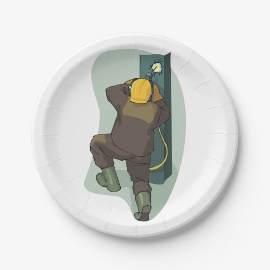 仕事の溶接工 ペーパープレート (正面)