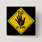 仕事の神。 治療手愛ハートの十字イエス・キリスト 缶バッジ (正面)