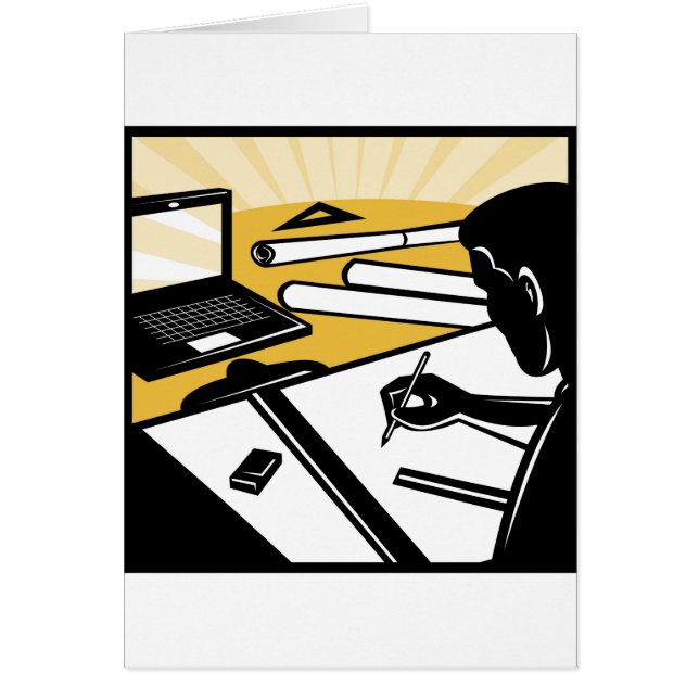 仕事の起草の建築家の建築製図工 (正面)