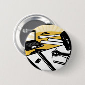 仕事の起草の建築家の建築製図工 缶バッジ (正面&裏面)