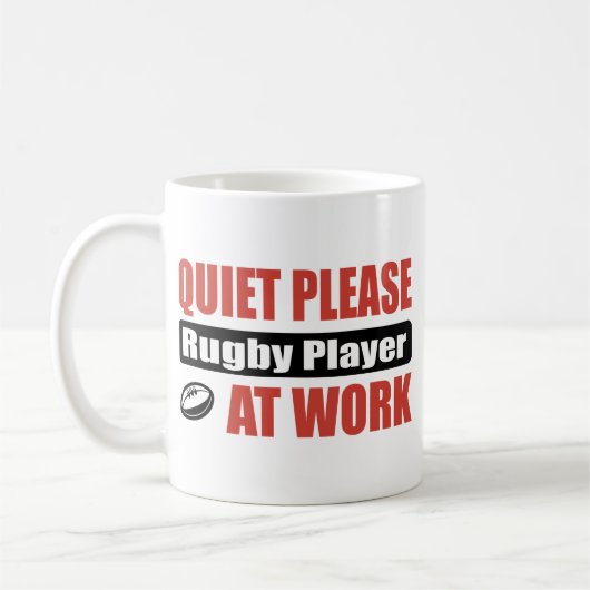 仕事の静寂のラグビープレーヤー コーヒーマグカップ (左)