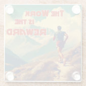 仕事はレワードランナーの山々 ガラスコースター (裏面)