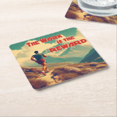 仕事はレワードランナーの山々 スクエアペーパーコースター (アングル)